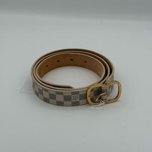 Checkered Belt with Gold Buckle
